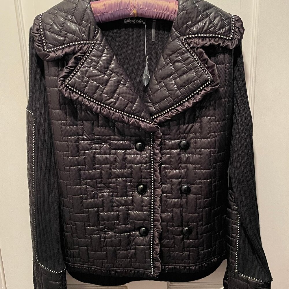 Gaby & Eden NEW Black Quilted Lurex Sweater Jacket M/L